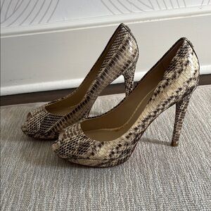 Coach Snakeskin Patterned Peep-Toe Heels